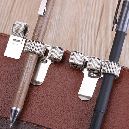 Portable Stationery Office Supplies Notebooks Metal Spring With Pocket Clip Pen Holders Single/Double/Triple