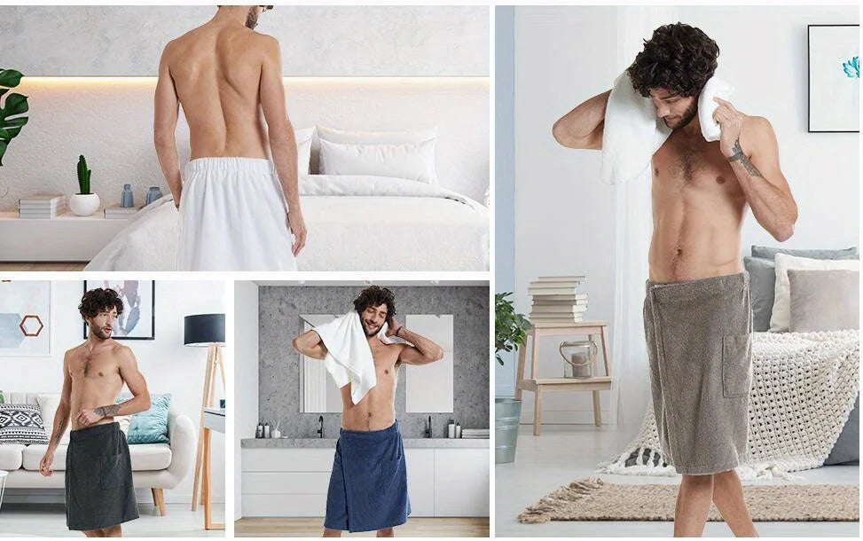 Bath Towels Beach Towels Men's Wearable Bath Towels Bathroom Shower Room Bathrobes with Pockets