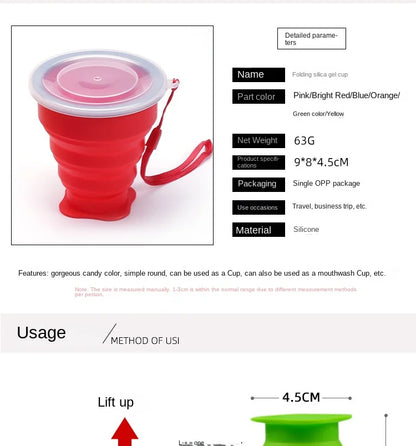 Folding Cups BPA FREE Food Grade Water Cup Travel Silicone Retractable Coloured Portable Outdoor Coffee Handcup
