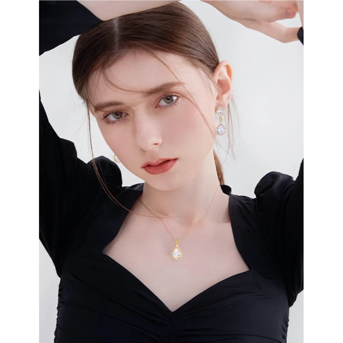 Fashion necklace accessories women's earring Jewelry sets bride's wedding zircon water drop girls earrings for women jewellery