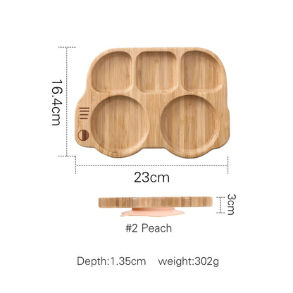Baby Silicone Sucker Plate Spoon Fork Sets Children Feeding Tableware Set BPA Free Wooden Food Grade Dinner Plate Baby Stuff
