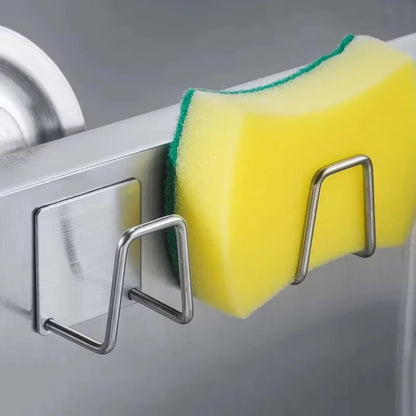 Kitchen Stainless Steel Sink Sponges Holders Self Adhesive Drain Drying Racks Wire Rag Organizer Hooks Multipurpose Wall Hooks