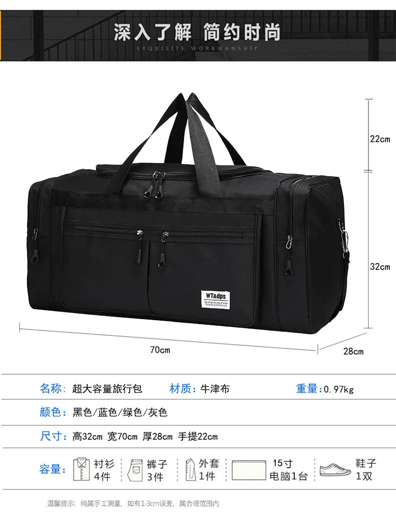 70CM 70L Nylon Luggage Travel Gym Outdoor Bag Large Travelling For Women Men Duffle Handbags Shoulder Weekend Sports Bag maletas