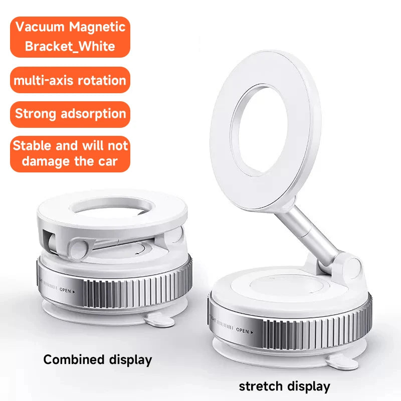 Magnetic Car Mount Mobile Phone Holder Vacuum Adsorption 360° Rotation Super Strong Suction Bracket For IPhone 16 15 Smartphone