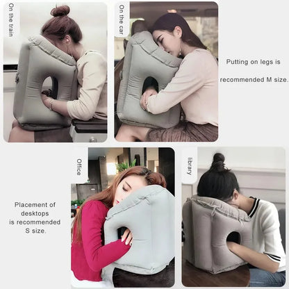 Inflatable Travel Pillow Multifunctional Neck and Head Support for Airplanes Trains Buses Office Naps Lunch Rest Sleeping