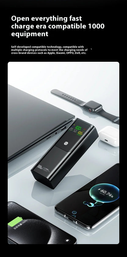 New PD100W Power Bank 30000mAh Large Capacity Two-way Fast Charging Portable Powerbank Laptop External Spare Battery for Macbook