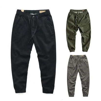 Cargo Pants Trousers for Men 2022 Casual Multi Pockets Stretchy Cuffs Thin Drawstring Elastic Waist Men Fitness Pants