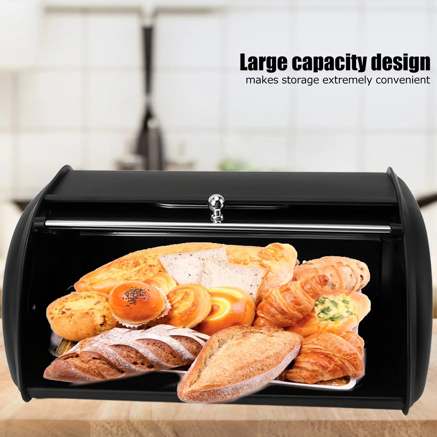 Bread Storage Holder Bread Bin Bread Box Bread Holder Storage Container With Small Window for Kitchen Countertop Iron Bread Bin
