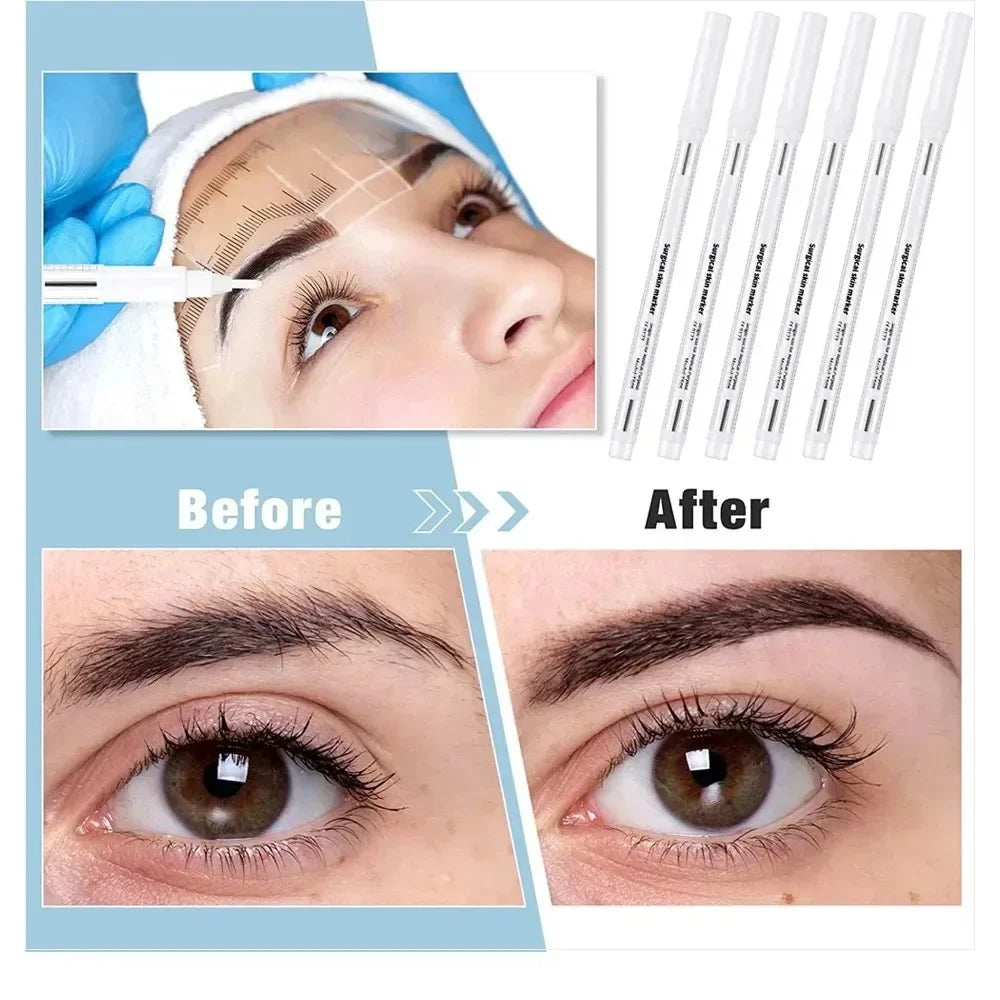Eyebrow Tatto Skin Marker Pen with Measure Paper Ruler Magic Eraser Remover Brush Pen Permanent Makeup Art Tattoo Accesories