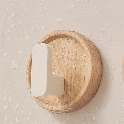 Self Adhesive Wall Hooks Walnut Hanging Hooks For Kitchen Bathroom Solid Hook Coat Storage Hook Home Towel Key Bag Decor Holder