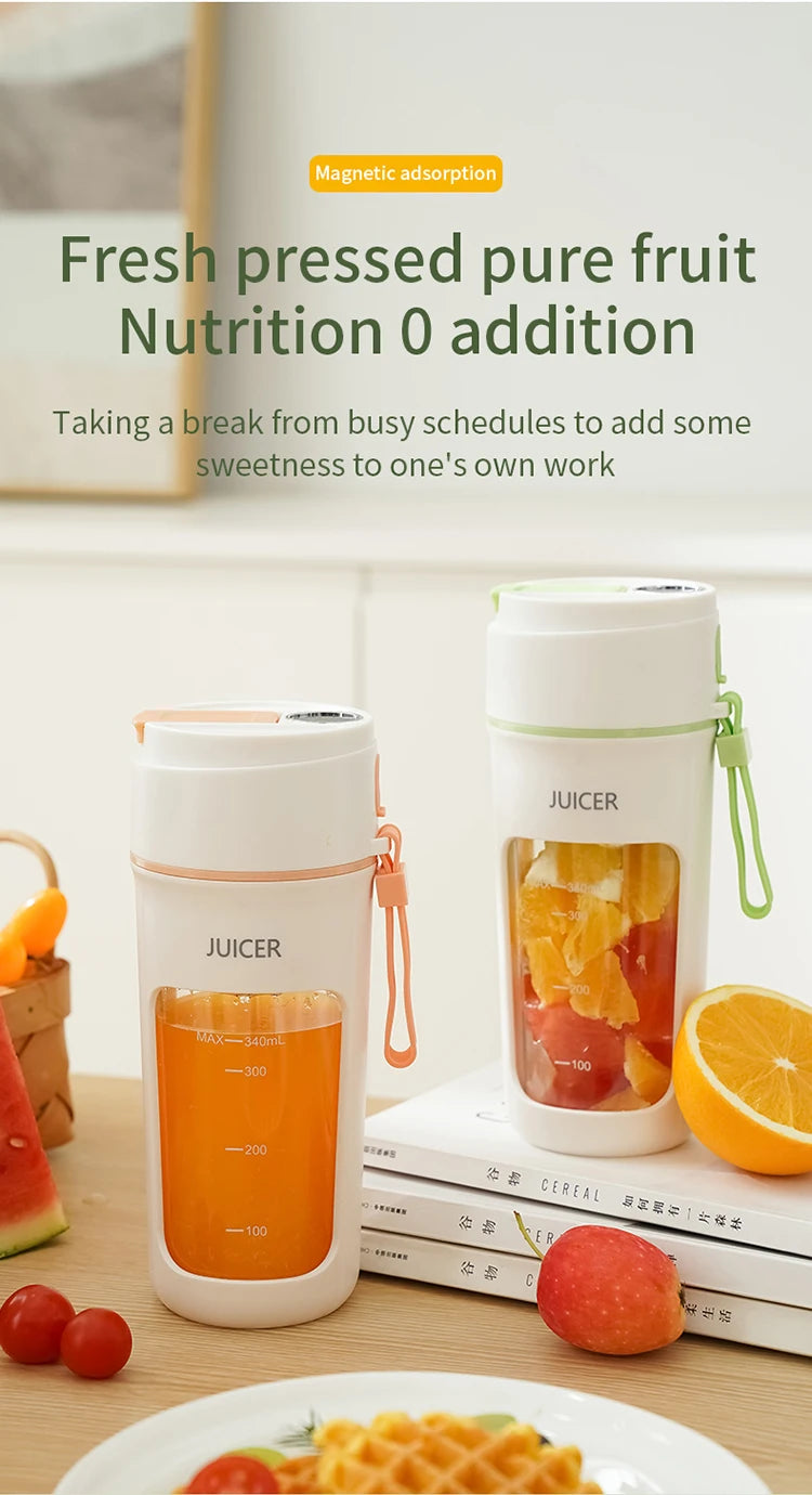 Portable Juicer Mini Electric Blender Multifunction Juice Maker Machine Fruit Mixers Extractors Smoothies Mixer 6 Blades 1200mAh