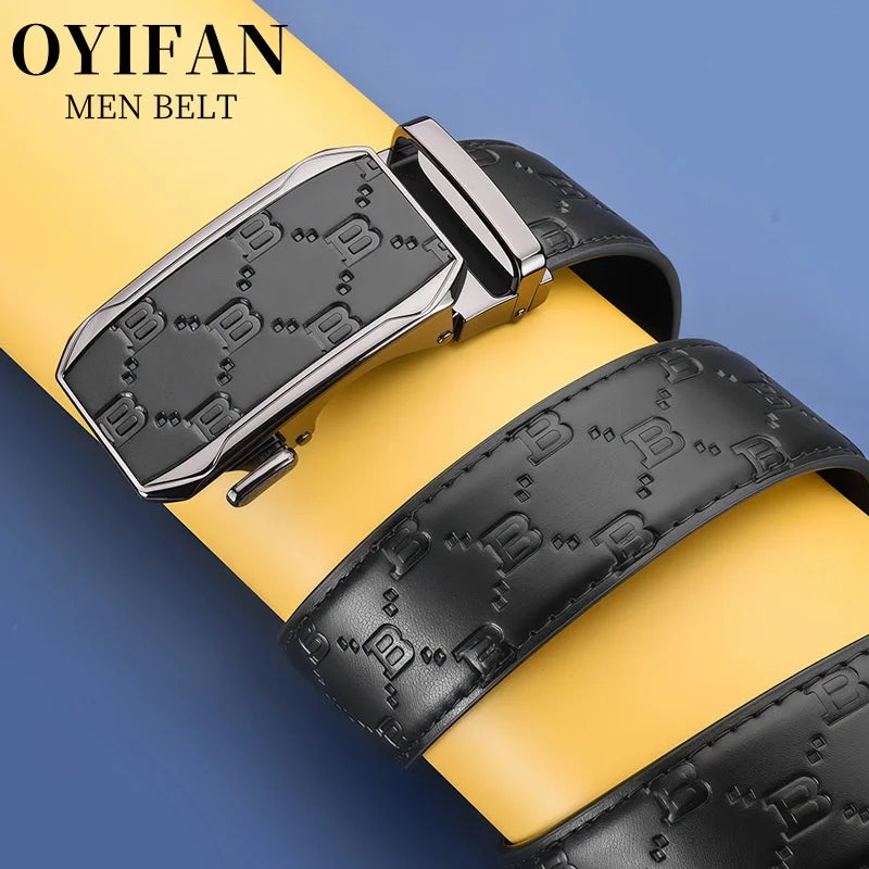 Luxury Men's Belt Genuine Leather Belt Men Adjustable Automatic Belt, Men's Business Belt Fashion Designer Belt for Men