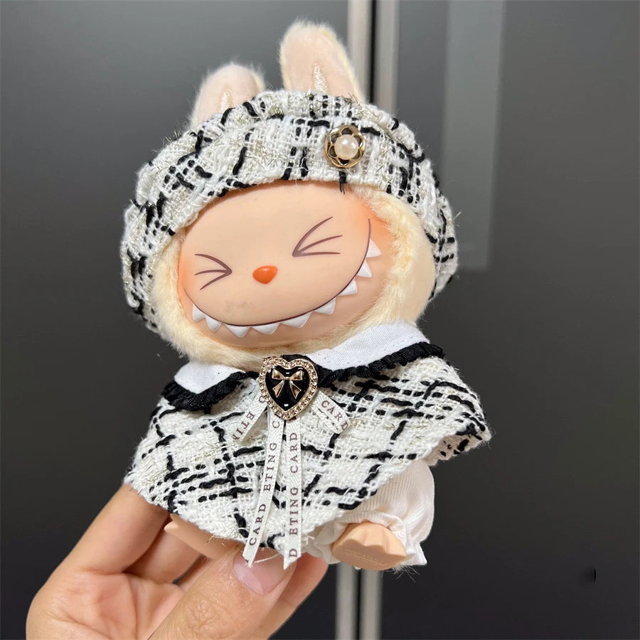 Labubu Clothes Cute Outfit Shirt Set Labubu Designer British Style Clothes Accessories Toy DIY Gifts for 15-17cm Doll