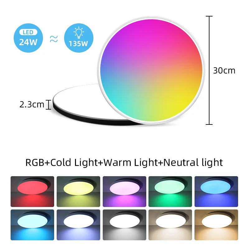 Smart lamp Led RGB Ceiling Light 24W Dimmable 110V-265V Ultra Thin Bluetooth APP Control Lamps for room led light Global version