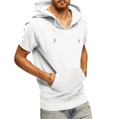 2024 Amazon New Men's Athleisure European and American Hooded Loose Short Sleeves