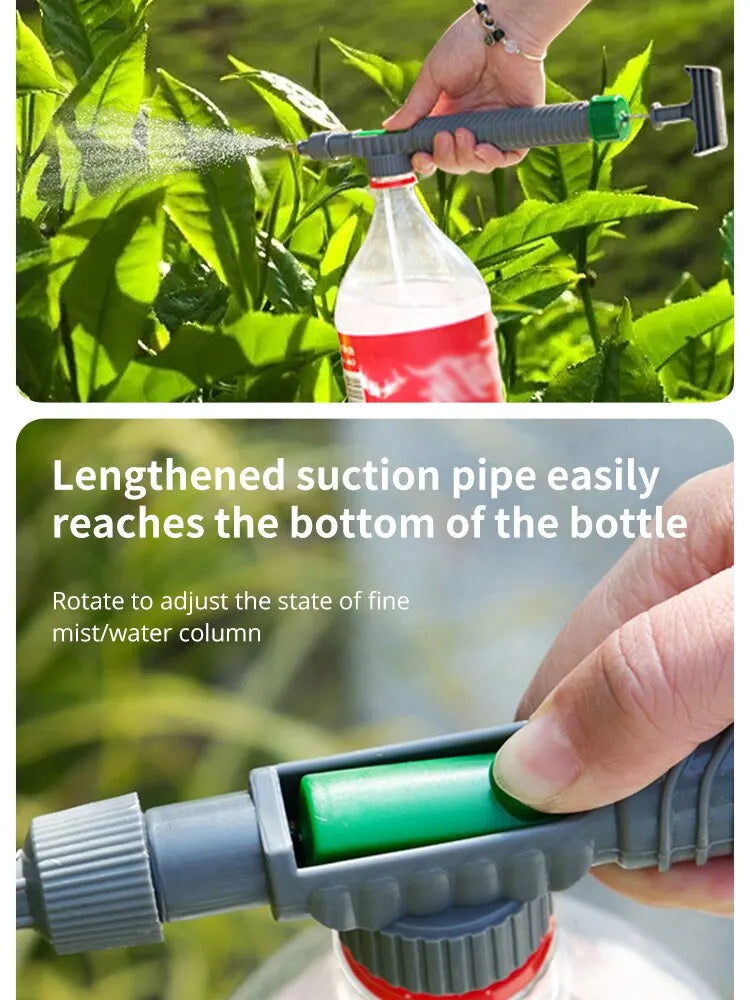 Gardening Watering Sprayer Beverage Bottle Watering Can High Pressure Small Manual Pressure Adjustable Spray Head