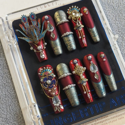 10Pcs High Quality Handmade Press on Nails Simple And Elegant  Royal A must For Trends Fashion Weapon Nail Stickers  Elegant