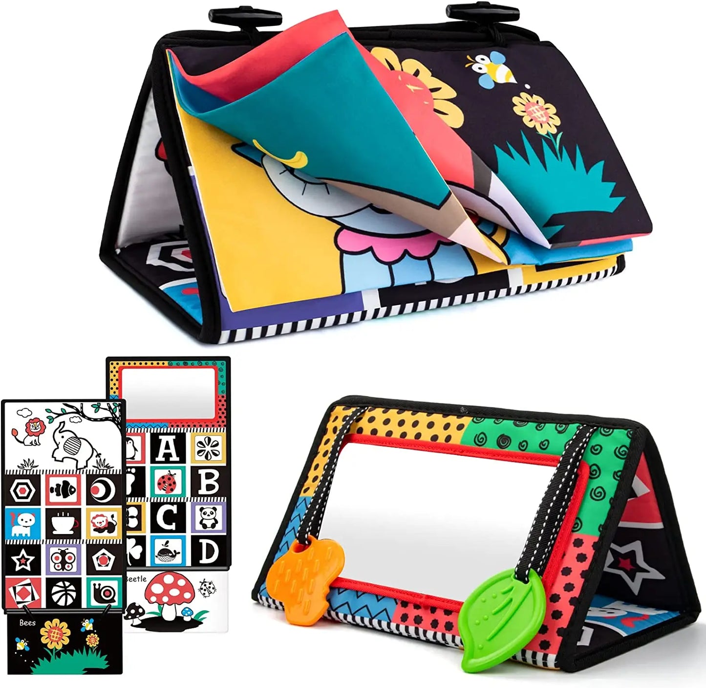 Black And White Baby Floor Mirror Tummy Time Sensory Baby Toys 6 12 months Toys For Babies Montessori Development Crawl Toys