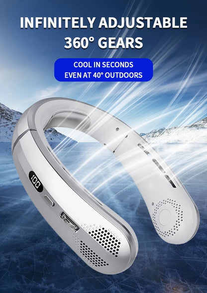 2025 Mini Neck Fan Hanging Neck Fan Portable Leaveless Air Conditioner Digital Display Air Conditioner Charging Neck Fan