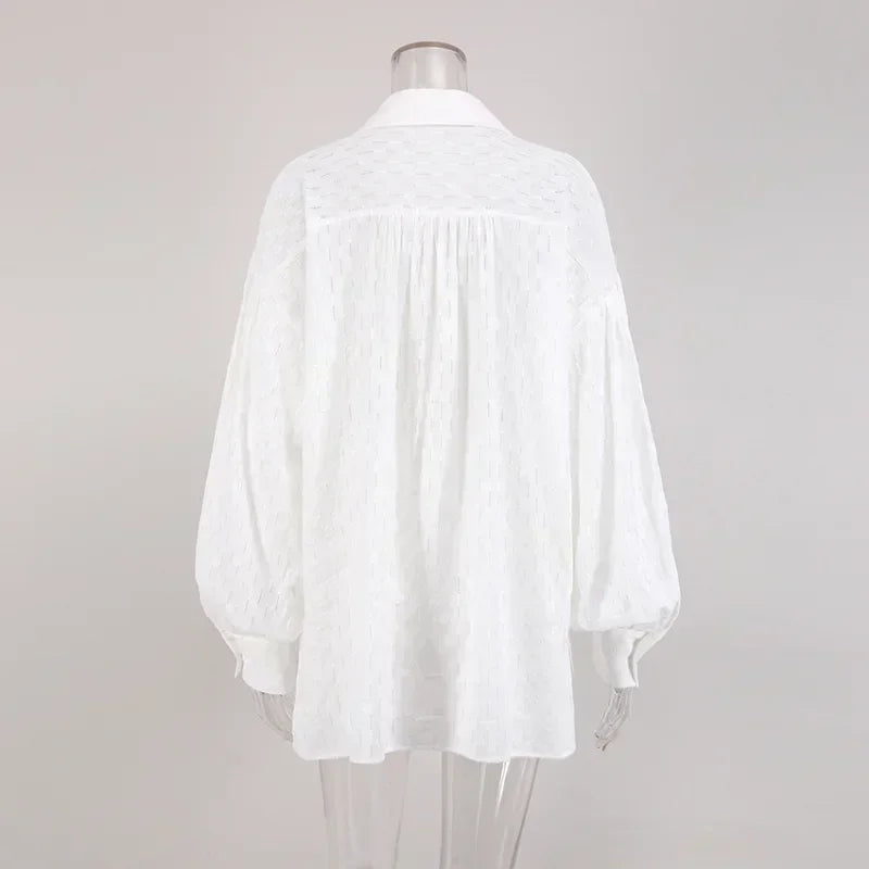 Casual Loose Women Short Two Piece Set Suit Fashion Blouse Long Sleeve Shirt Lady Simple Style Shorts Streetwear Blouse Tops