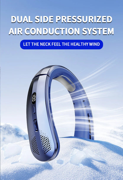 2025 Mini Neck Fan Hanging Neck Fan Portable Leaveless Air Conditioner Digital Display Air Conditioner Charging Neck Fan
