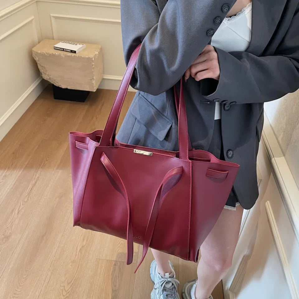 Big Shoulder Hand Commuting Bags for Women Large Capacity Drawstring Bucket Shopping Totes Top-Handle Bag 2025 Latest Handbags