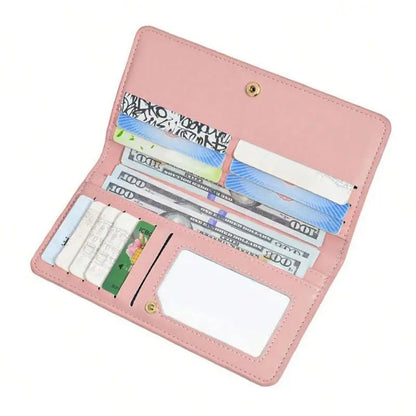 RFID Blocking Ultra-Thin Wallet for Women, Multi-Card Check Credit Card Bag, Multi-functional Zipper Buckle, Long Fashion wallet