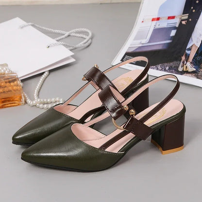 Sandals Women's Summer New Pointy Chunky Sandals Large Size Women's Fashion Woman Shoes  Sandals