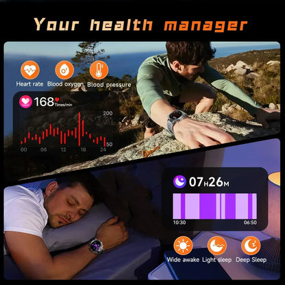 New For HUAWEI 1000mAh Large Capacity Battery Smart Watch Men Outdoor Flashlight BT Call Waterproof Sport Fitness SmartWatches