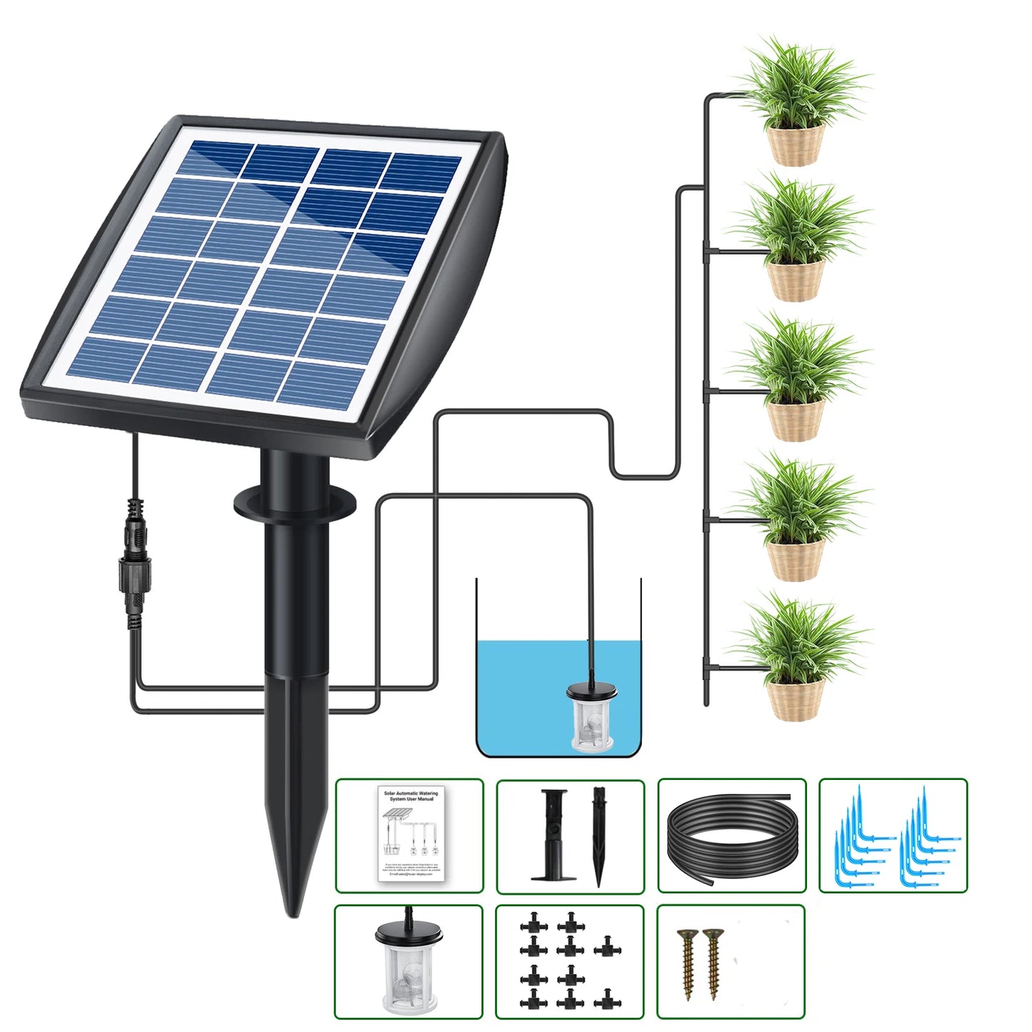 Solar Panel Powered Water Fountain Pool Pond Garden Water Sprinkler Sprayer with Water Pump &amp Heads Aquarium fountain