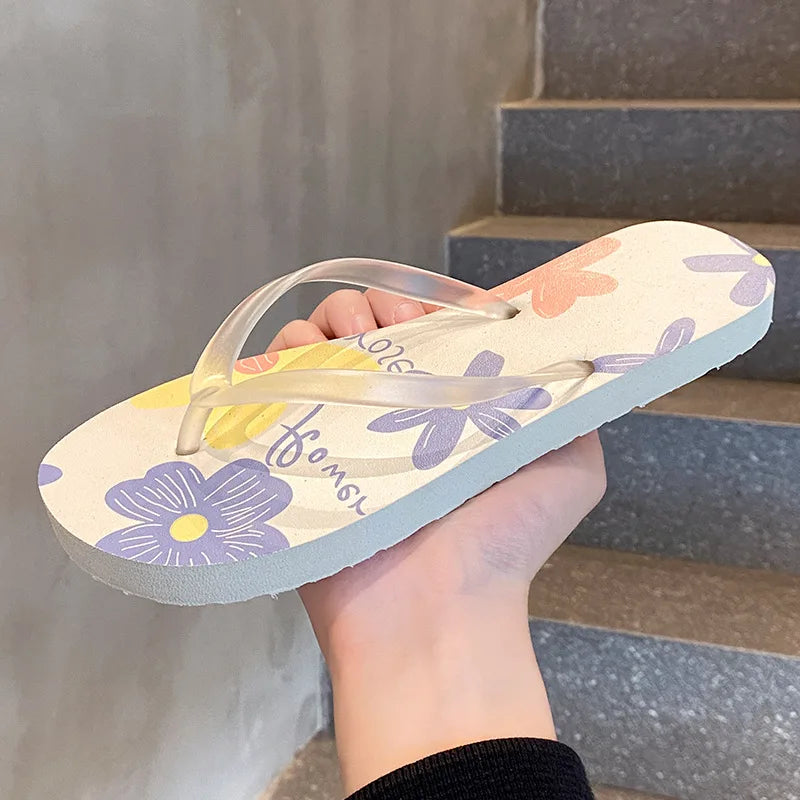 Flip Flops Trendy Summer Outerwear Fashionable Clip On Beach Slippers Anti Slip Couple'S Splint Slippers Leisure Convenience
