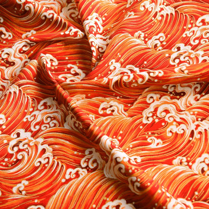 Cotton Bronzing Printing Fabric Handmade DIY Clothing Luggage Sachet Cotton Cloth Cotton Fabric Qinghai Smoke Wave, 145x50cm