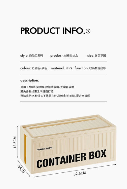 Cable Storage Box With Lid For Home Office High Capacity Cord Organizer Space Saving Desktop Socket Cable Management Box