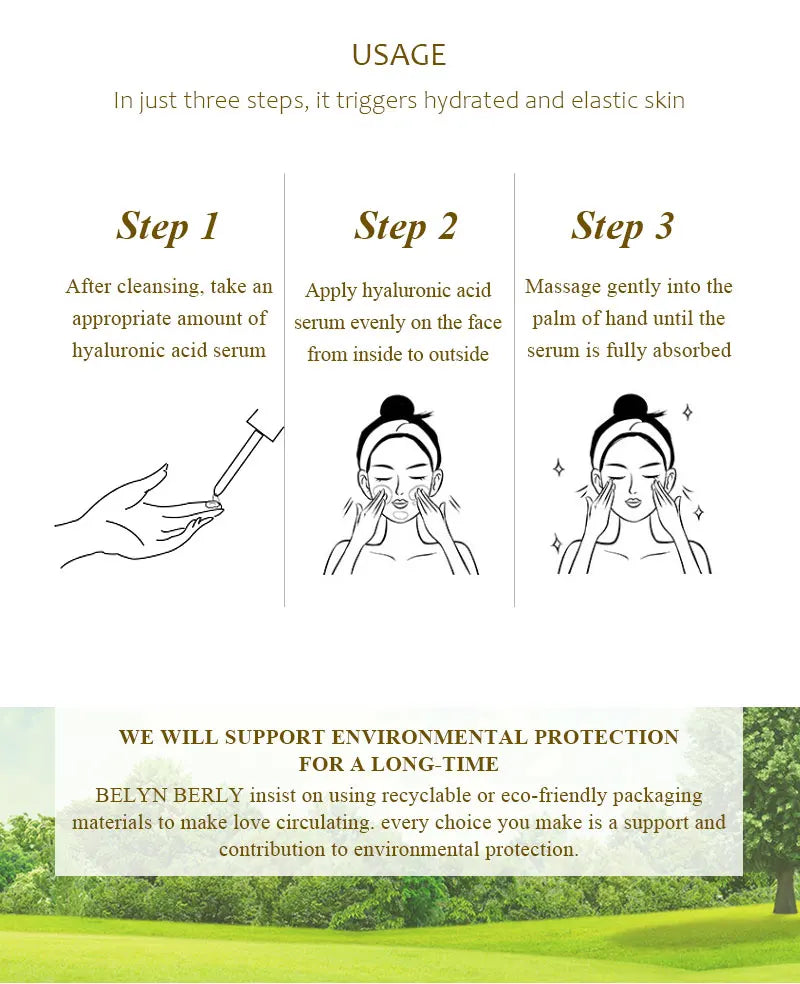 BELYN BERLY Face Serum 3Pcs/Lot Hyaluronic Acid + Vitamin C + 24k Gold Serum Moisturizing Spot White Facial Serum