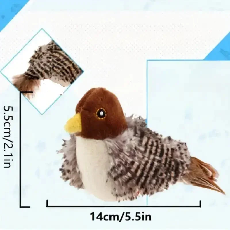 Interactive Cat Toys Electric Squeaky Simulation Bird Plush Cats Pets Teasing Toys with Feather Catnip Kitten Chirping Bird Toys