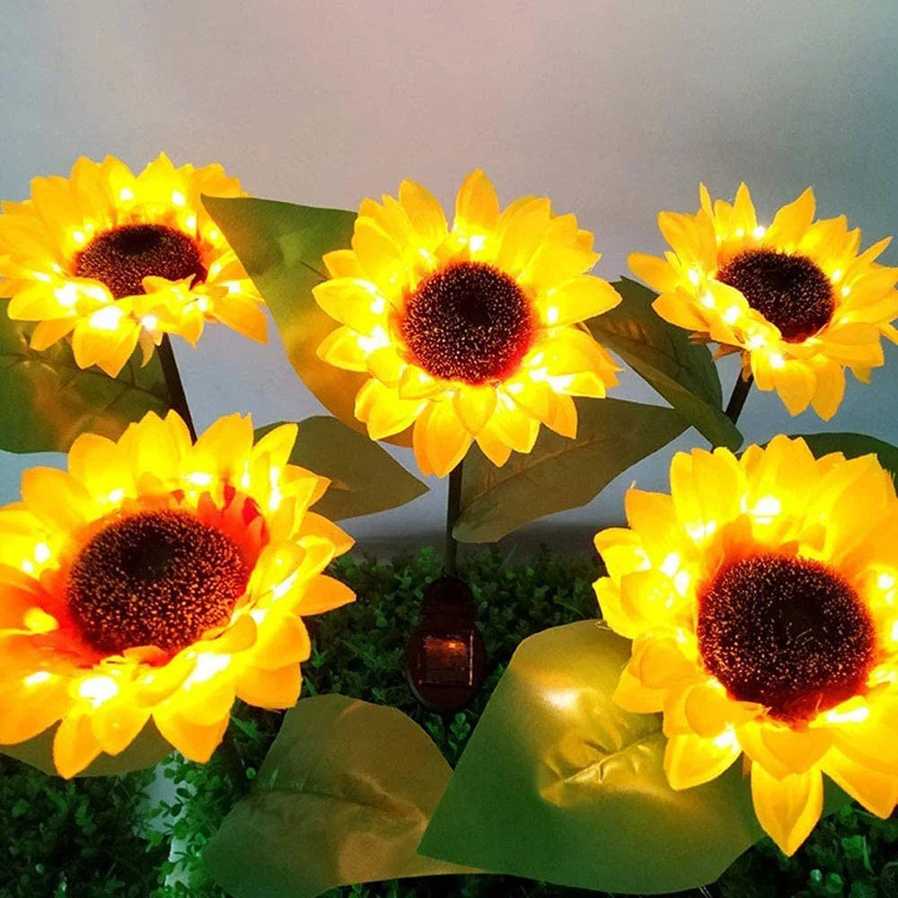 Simulated Outdoor Solar Sunflowers Smart Sense Garden Lights Yard Wedding Thanksgiving Decor Light Waterproof LED Lawn Light