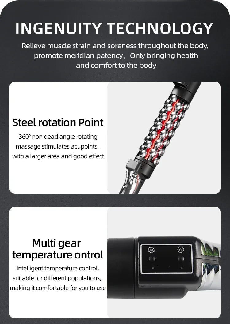 Relaxed Red Light Heated Massage Device 36W Roll Massager 360 Rotating Inner Ball Roller For Whole Body Anti Cellulite