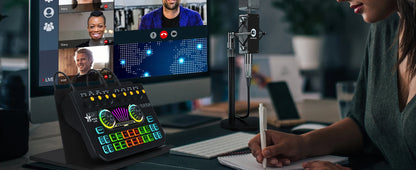 Gaming Audio Mixer,Streaming Mixer with Audio Interface BT Sound Board Voice Changer Sound Card,for PC Phone Live Streaming