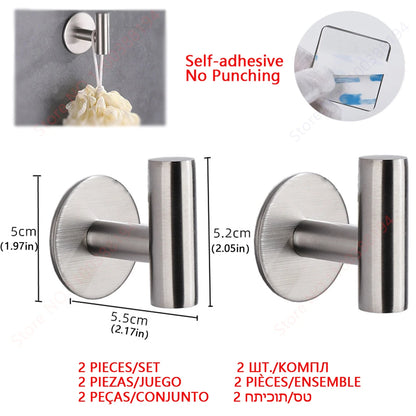Adhesive Bathroom Hardware Accessories Towel Rack Toilet Paper Dispenser Holder Wall Coat Hooks Towel Rail Ring Roll Hanger Set