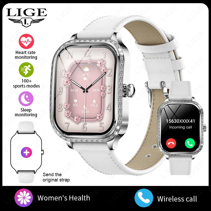 LIGE Fashion Ladies Smartwatch Women's Health Bluetooth Call Waterproof Watches Health Sports Best Friend's Smartwatch Adult
