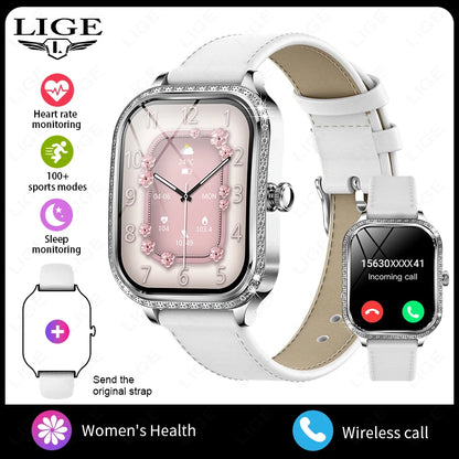 LIGE Fashion Ladies Smartwatch Women's Health Bluetooth Call Waterproof Watches Health Sports Best Friend's Smartwatch Adult