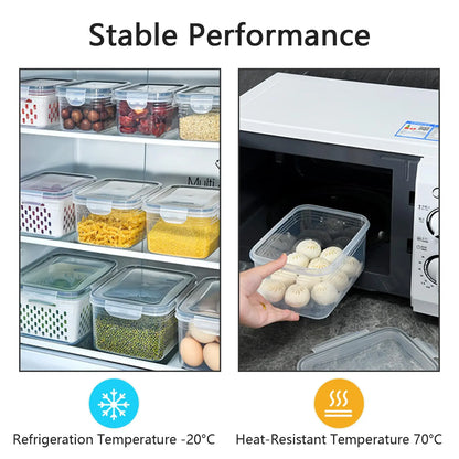 Refrigerator Storage Box Fresh Keeping Vegetable Fruit Plastic Sealed Boxes Drain Basket Fridge Kitchen Food Storage Container