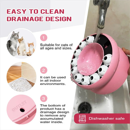 Cat Slow Feeder Raised Cat Dog Food Bowls with Stand Cat Puzzles Feeder Rotating Slow Feeder Non-Slip Food Bowls Slow Eating