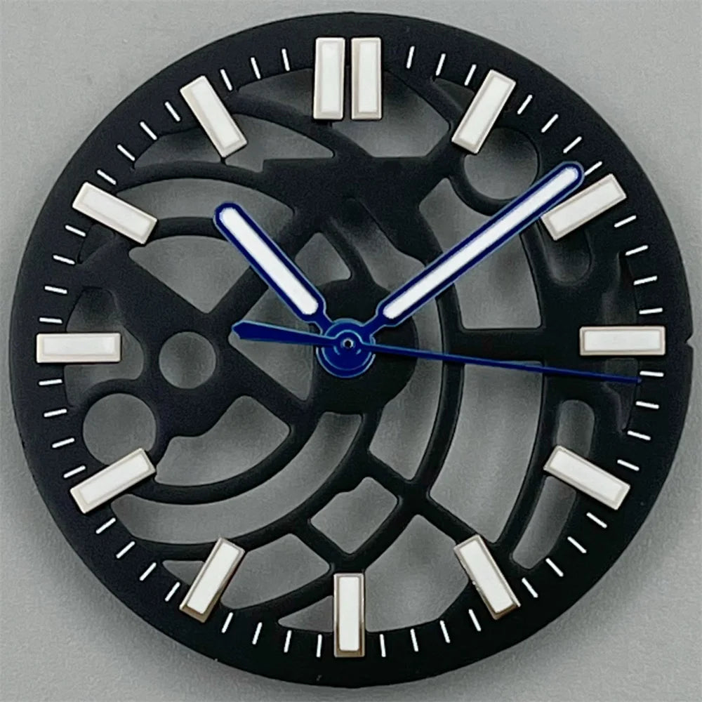 NH70 NH72 29mm black white green blue Hollowing Out Watch Dial and Hand Set green luminous Fit  NH70 NH72  Movt