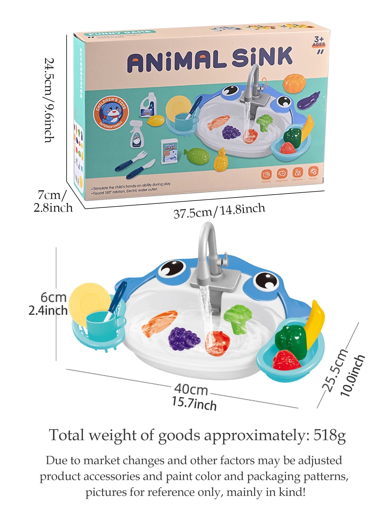 Kitchen Dishwasher Playing Toys, Electric Play Kitchen Sink Simulated Kitchen Accessories Foods Fork Cup Gifts for Boys Girls