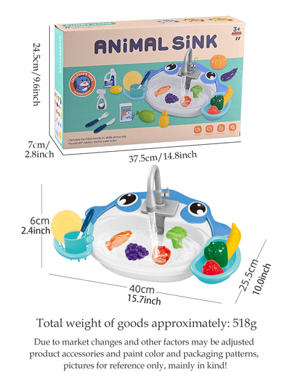 Kitchen Dishwasher Playing Toys, Electric Play Kitchen Sink Simulated Kitchen Accessories Foods Fork Cup Gifts for Boys Girls