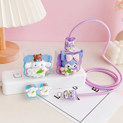 Joytop Sanrio 5Pcs Set Cable Protector for Huawei 35W/40W/66W/88W/100W Fast Charger Case Phone Wire Cord Organizers Winder