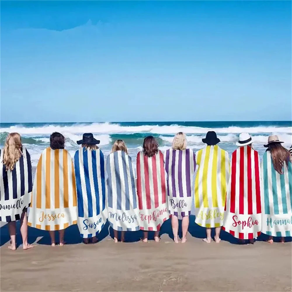 Striped Beach Towels Custom Name Beach Towel 3d Printed Microfiber Beach Towel Water Absorbing Personalized Bath Towel