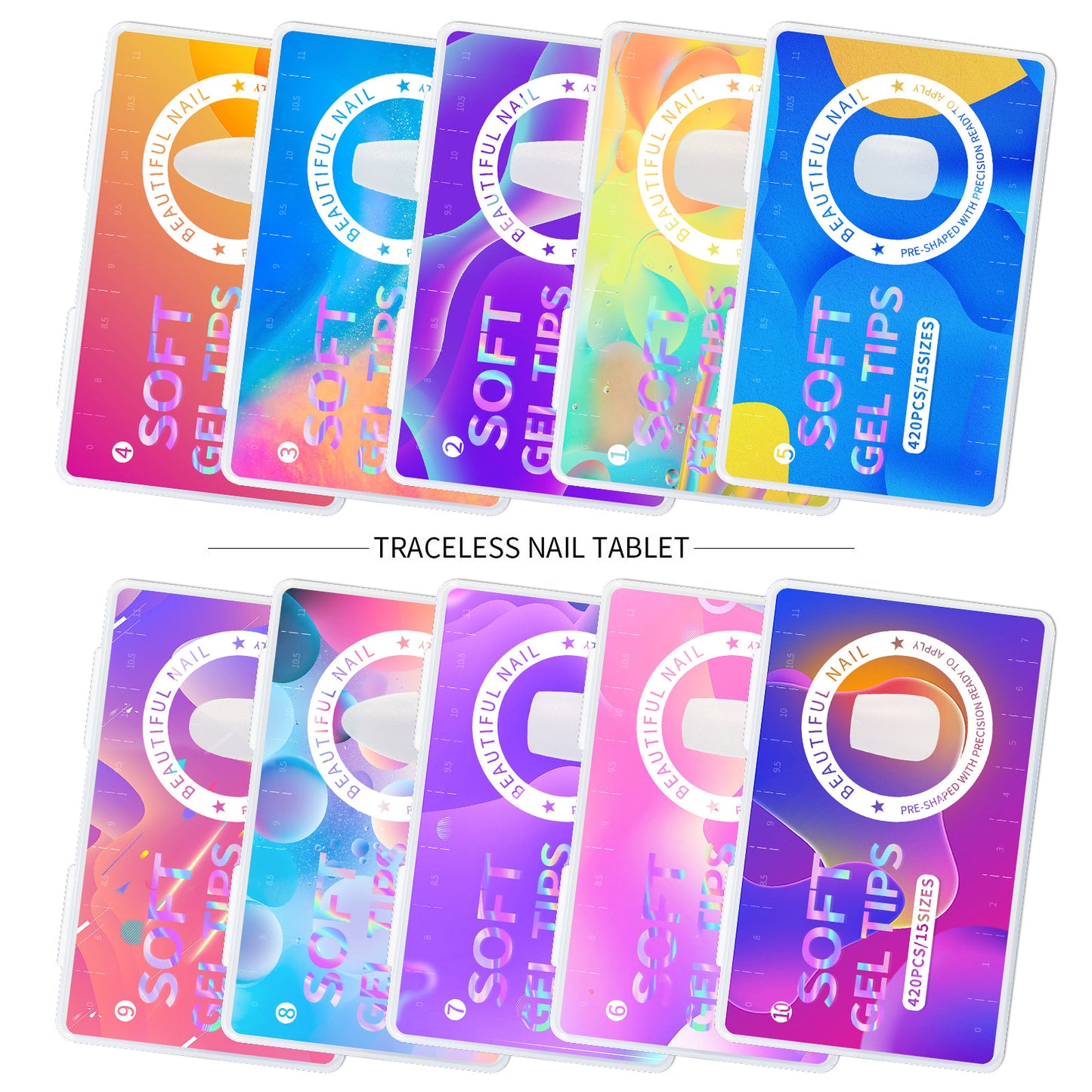 420pcs/box Frosted Version False Nails Press On Acrylic Nails Almond Mixed Size Short Style Ultra Thin Traceless Nail Tips