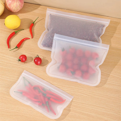 Reusable Food Storage Bag Stand Up Zip Shut Bag Leakproof Containers Fresh Vegetables Fruits Storage Bag Fresh Wrap Ziplock Bag